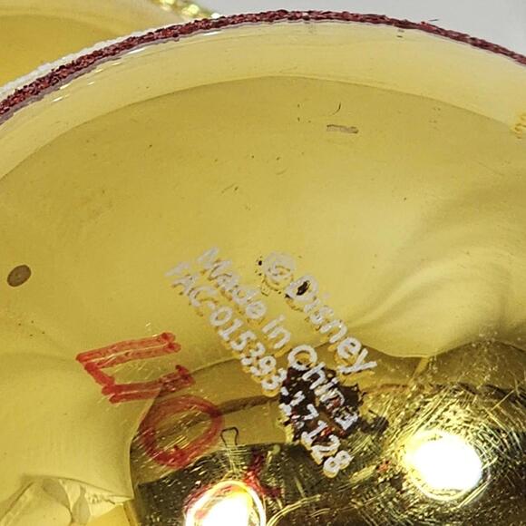 Disney Parks Mickey Mouse Ear Icon Indent Retro Glass Christmas Tree Ornament - Picture 5 of 11